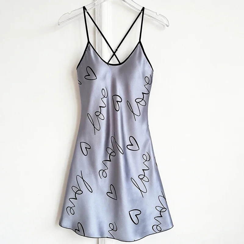 Women's Costume Sexy Short Dress Small Suspenders Printed Pure Desire Wind Girls Casual Comfortable Homewear Robe Nightgowns