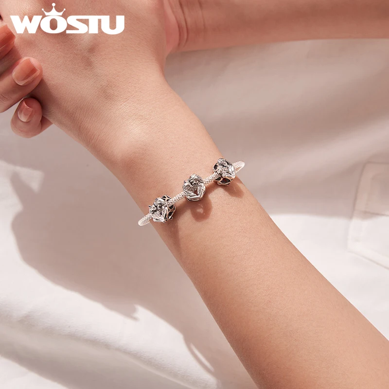 

WOSTU Подвеска-шарм из стерлингового серебра 925 пробы в форме сердца с девочкой и кошкой, с изображением собаки и питомца, для браслетов, для женщин и девушек, для самостоятельного изготовления украшений, изысканный подарок