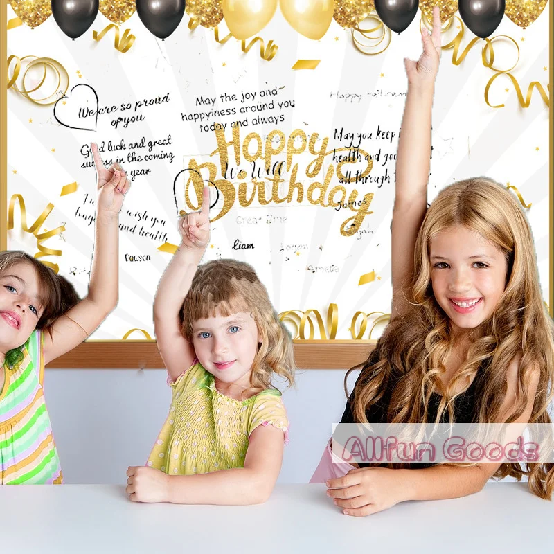 [TG835]New Happy Birthday Black Gold Giant Birthday Guestbook Message Commemorative Card