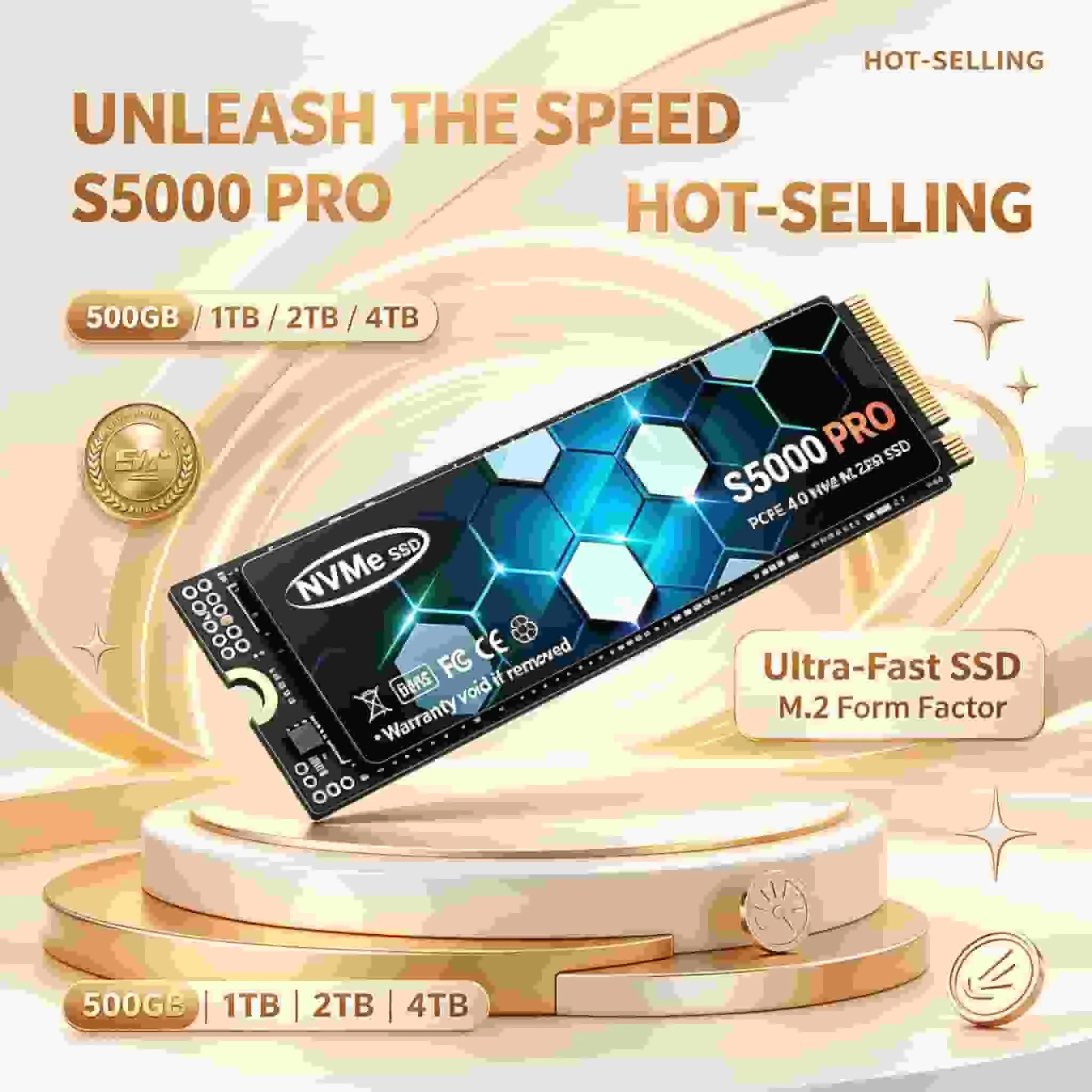High Speed S5000 PRO PCIe4 M2 NVMe SSD 500GB 1TB 2TB 4TB Internal Solid State Drive Gaming Office PC Laptop Gen4 Hot