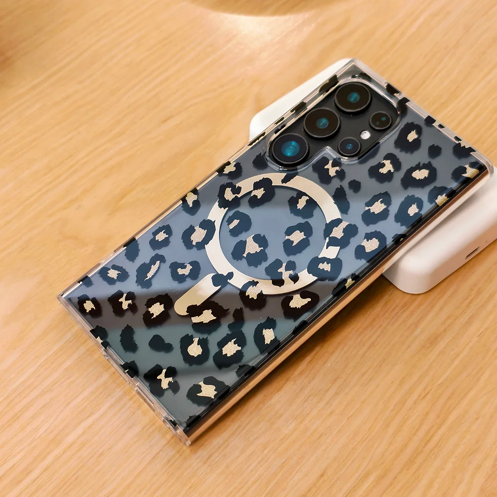 S24/S25ULTRA جاذبية مغناطيسية مثيرة على شكل الفهد مناسبة لهاتف Samsung Galaxy S25 FE S24 S23. (Pc+tpu) مقاوم للماء