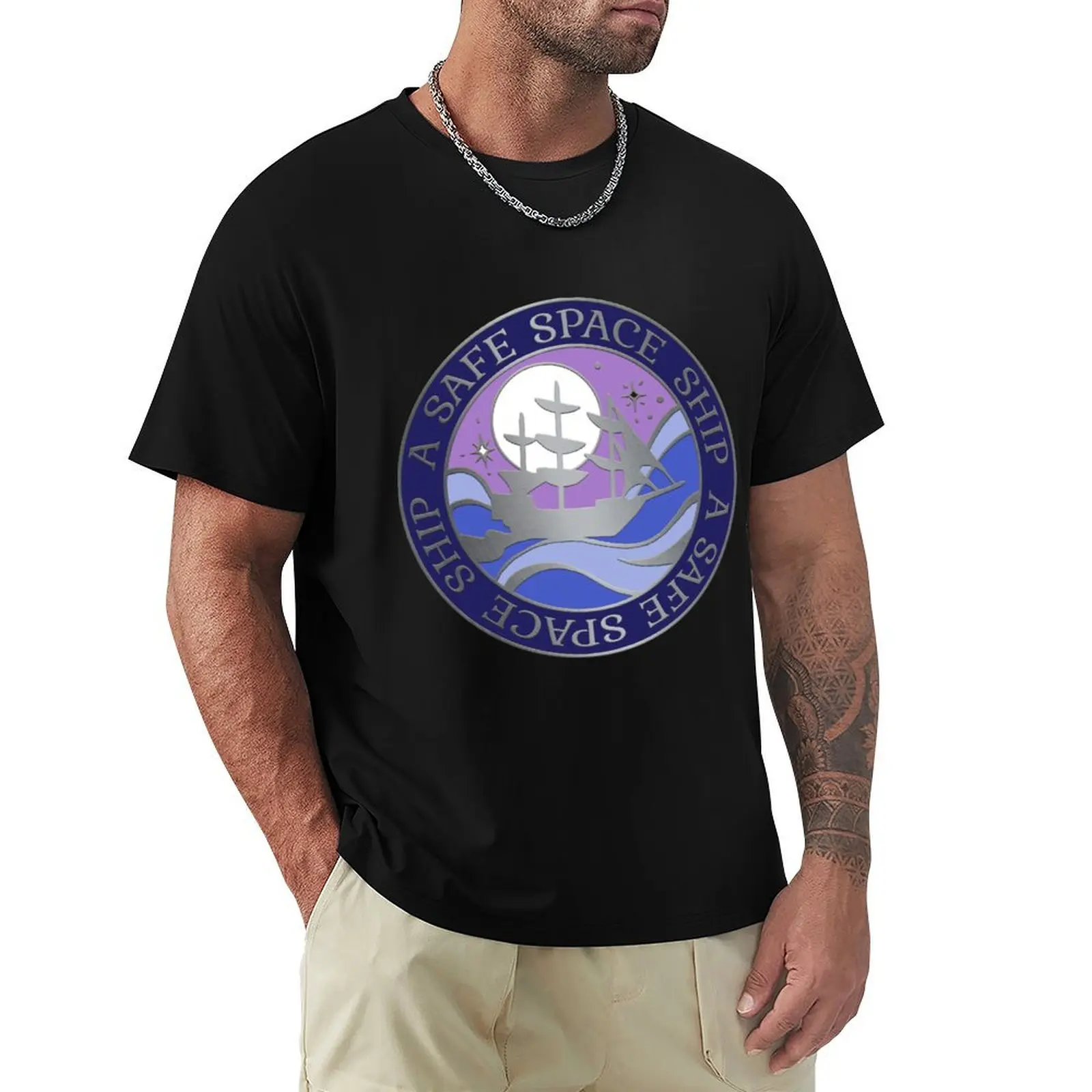 

Safe Space Ship Our Flag Means Death T-Shirt summer tops for a boy vintage t shirts T-shirt men