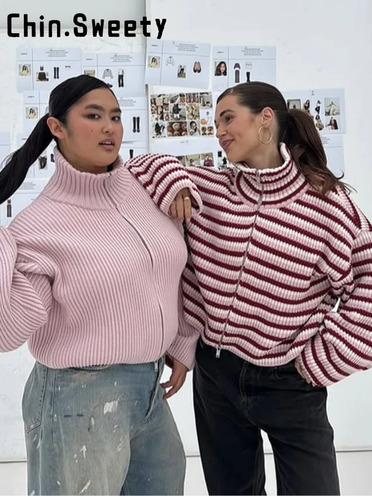 เสื้อคลุมแฟชั่นขนแกะพิมพ์ลาย คอตั้ง แขนยาว ทรงหลวม สไตล์สตรีท สำหรับผู้หญิง ฤดูใบไม้ร่วง 2025 เสื้อคลุมอุ่นๆ รุ่นใหม่