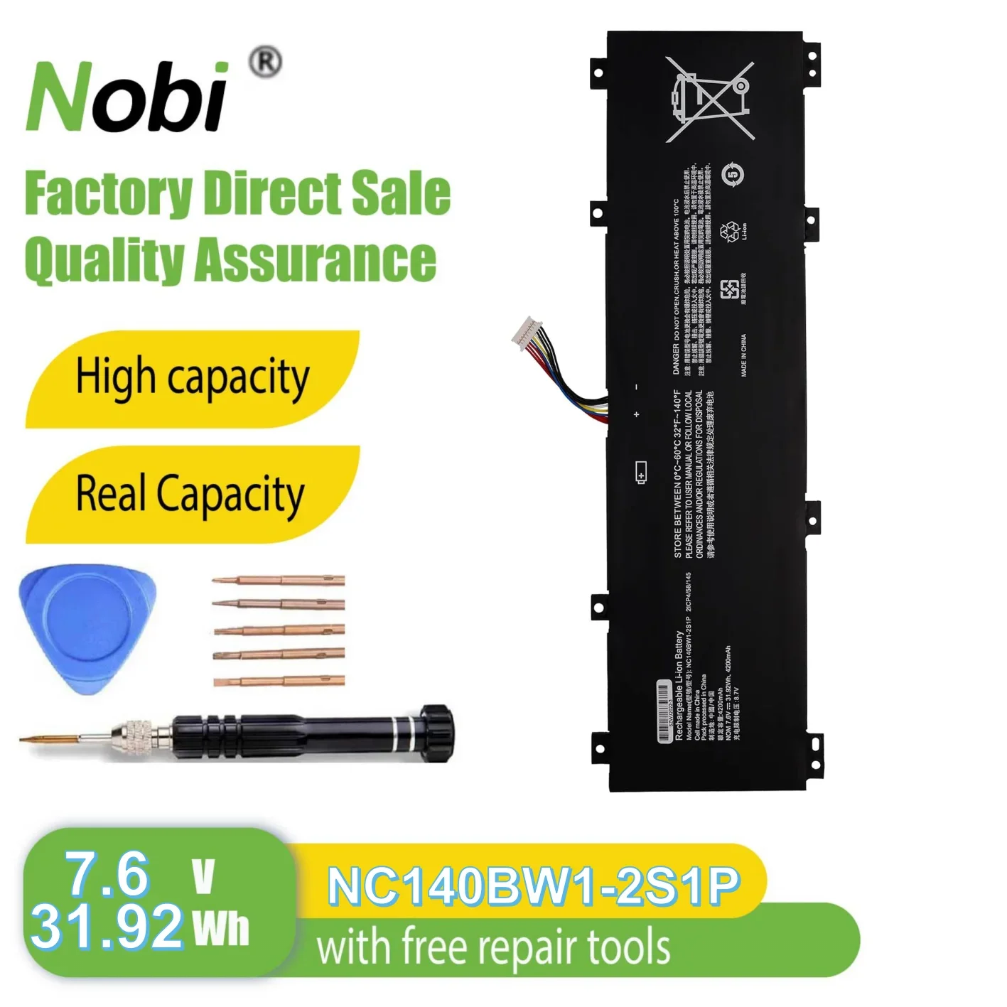 

Аккумулятор Nobi NC140BW1-2S1P 0813002 2ICP4/58/145 для Lenovo IdeaPad 100S-14IBR 14-дюймовой серии (31,92 Вт·ч-7,6 В)