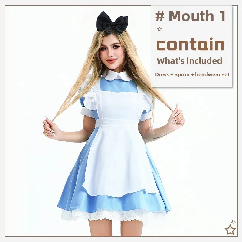 

Синий костюм принцессы доктора горничной, костюм на Хэллоуин, сценический наряд, женский слуга, orm, праздничный карнавальный ансамбль