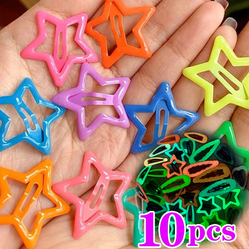 Luminous Glow In The Dark Star Water Drop Hairpin Candy Color BB Snap Clips Barrettes Girls Hair Grip Kid Headdress Accessories