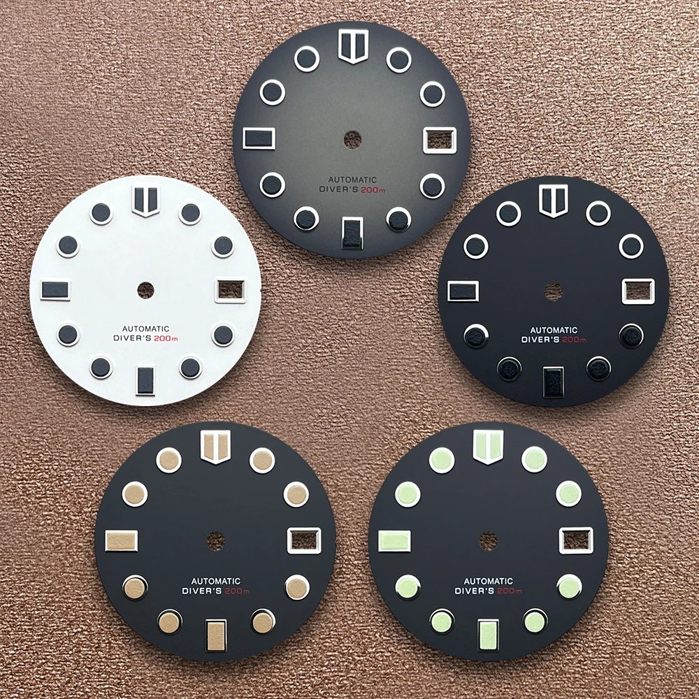 28.5mm Matte Diving No Logo Dial Fit NH35/NH36/4R Movement Green/No Luminous Watch Modification Accessories Custom Logo