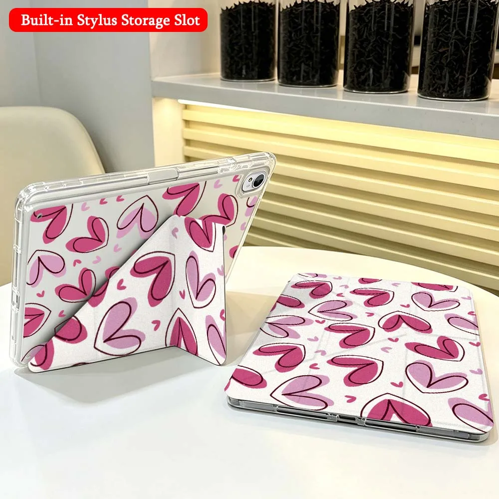 Cartoon Red Pink Hearts For Huawei Honor Matepad Pad X10 X9 GT Pro V9 9 Air SE 12X 11.5 11 13.2 11.5s inch Foldable Tablet Case
