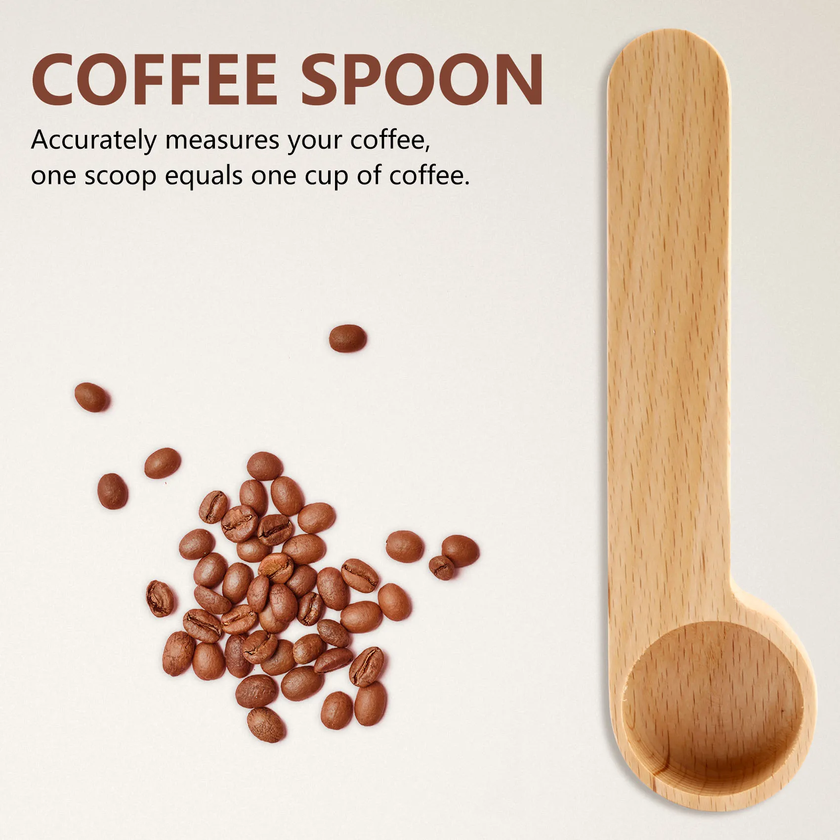 5 Pcs Wooden Coffee Scoop and Bag Clip Measure Spoon 2-In-1 Bags Sealer Measuring Spoon for Beans,Espresso Coffee,Tea