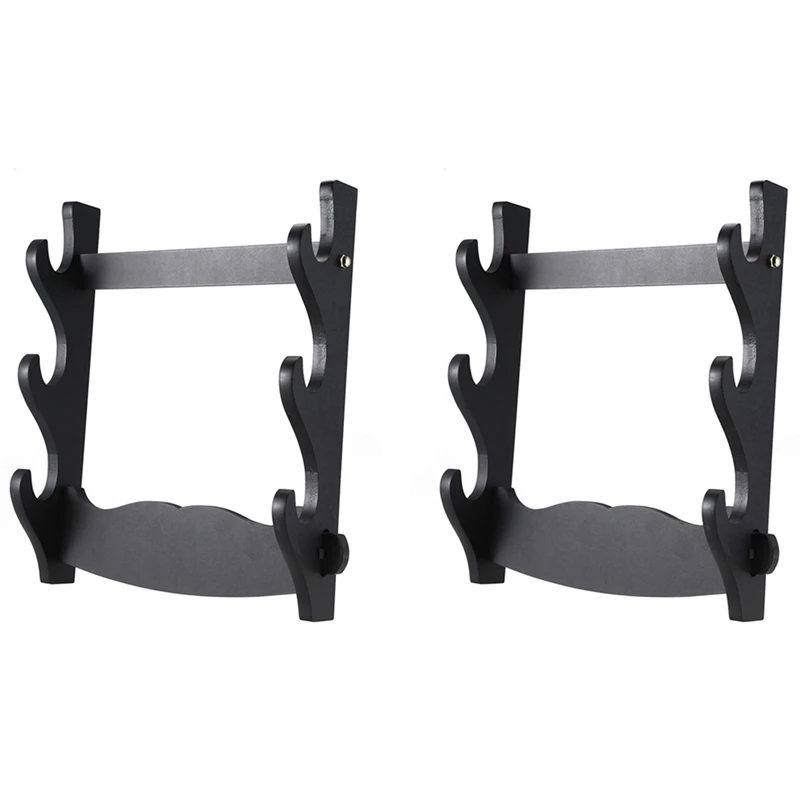 

2X 3 Tier Wall Mount Samurai Sword Katana Holder Stand Hanger Bracket Rack Display