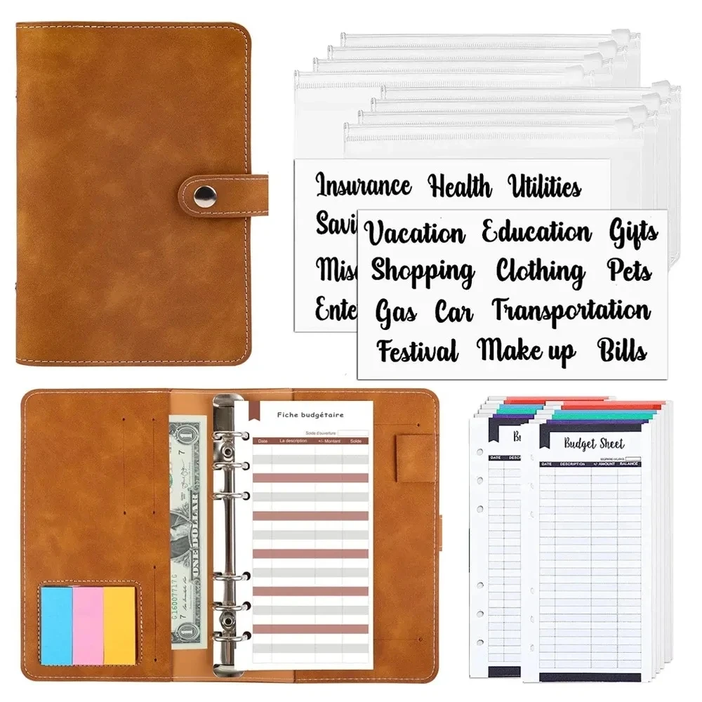 notebook com binder pockets a6 agenda orcamento livro de exercicios orcamento frances envelope binder dinheiro orcamento saving bill organizador 01