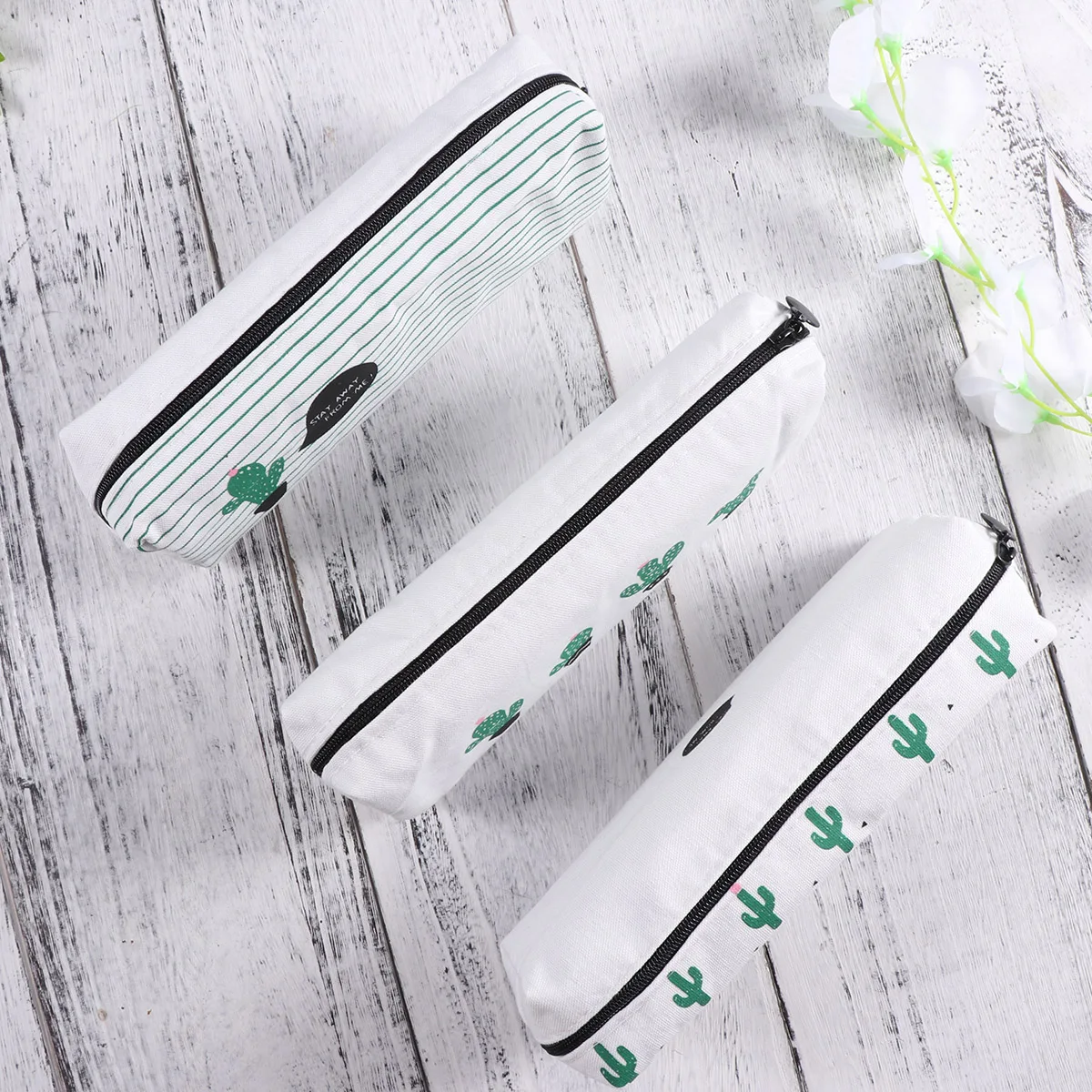 

Cactus Canvas Pencil Case Kawaii Pen Bag For Stationery Cell Phone Coin Organizer Eco-Friendly