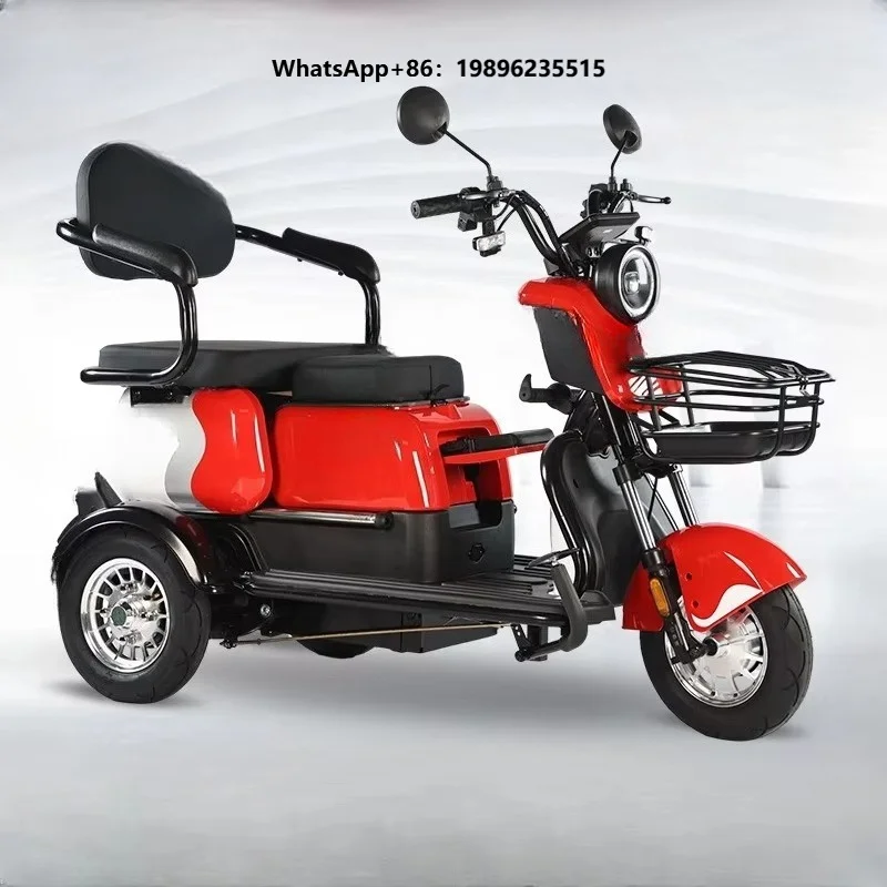 Full Safety Electric Tricycle Brushless Motor Parking Brake Anti-Theft Alarm LED Headlight Secure Daily Lead-Acid Battery