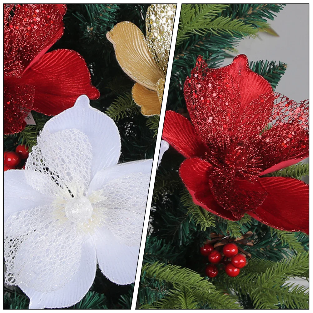 

3Pcs Christmas Flower Decoration Artificial Christmas Poinsettia Flowers Lightweight Xmas Tree Party DIY Decorations