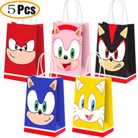 5pcs/set Sonic Partys Paper Bag Cute Anime Print Candy Box Gift Bag Children Party Cartoon Supplies Surprise Handbag Into Toys