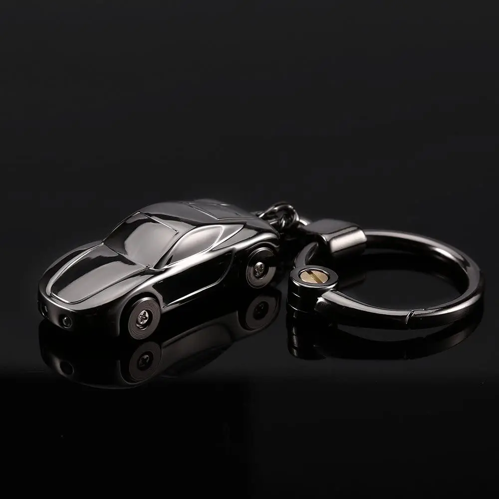 Black LED Key Chain Flashlight Jobon Zinc Alloy Car Keychain with 2 Modes LED Light