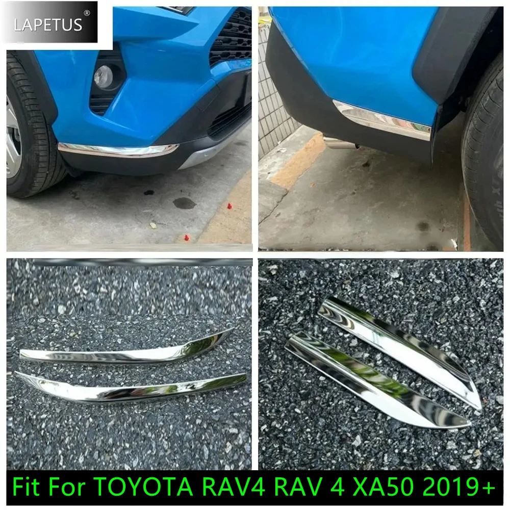 Stainless Steel Auto Front / Rear Bumper Corner Protection Strip Accessories Cover Trim For TOYOTA RAV4 RAV 4 XA50 2019 - 2024