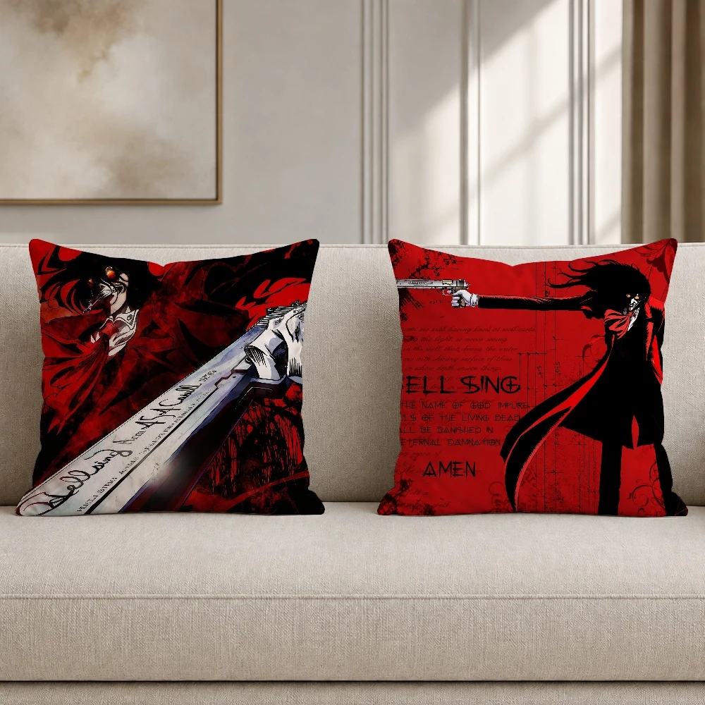 H-Hellsing Alucard Anime Pillow Case Plush Pillow Cases Home Decoration Pillow Cover for Sofa Bed Chair Living Room