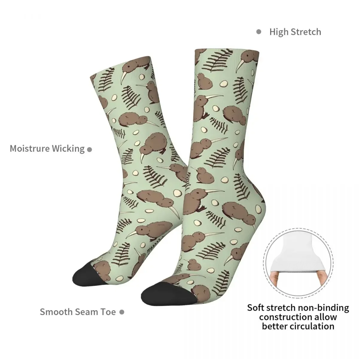 Kiwi Bird Socks Harajuku High Quality Stockings All Season Long Socks Accessories for Man's Woman's Birthday Present