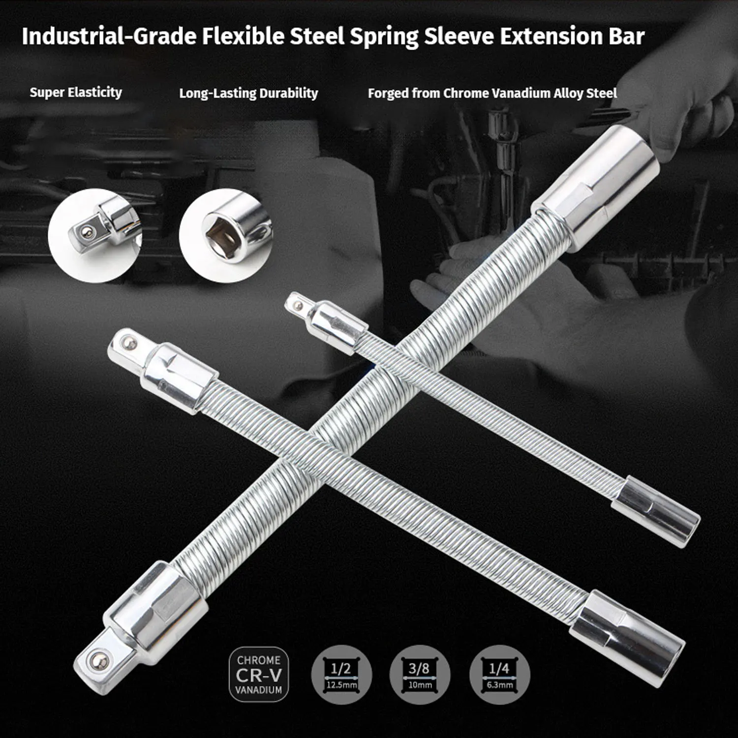 1/3pcs Flexible Shaft Drive Socket Extension Bar High Torque Ratchet Wrench Post Extension Rod 1/4 3/8 1/2 Conversion Head