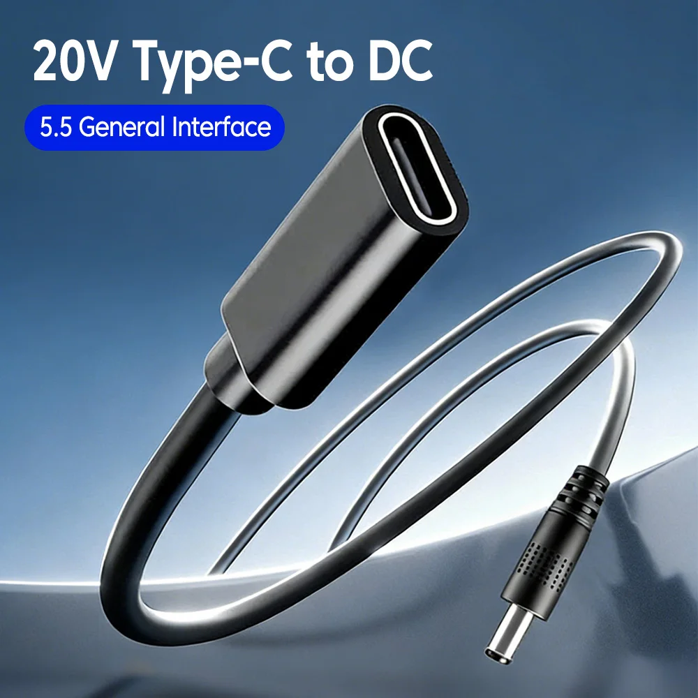 Typ-C zu DC Stromverstärkerkabel 5V/9V/12V/15V/20V Verstärkerleitung USB-C zu DC 55*21mm Buchsenanschluss für WLAN-Router Mini-Lüfter Lautsprecher