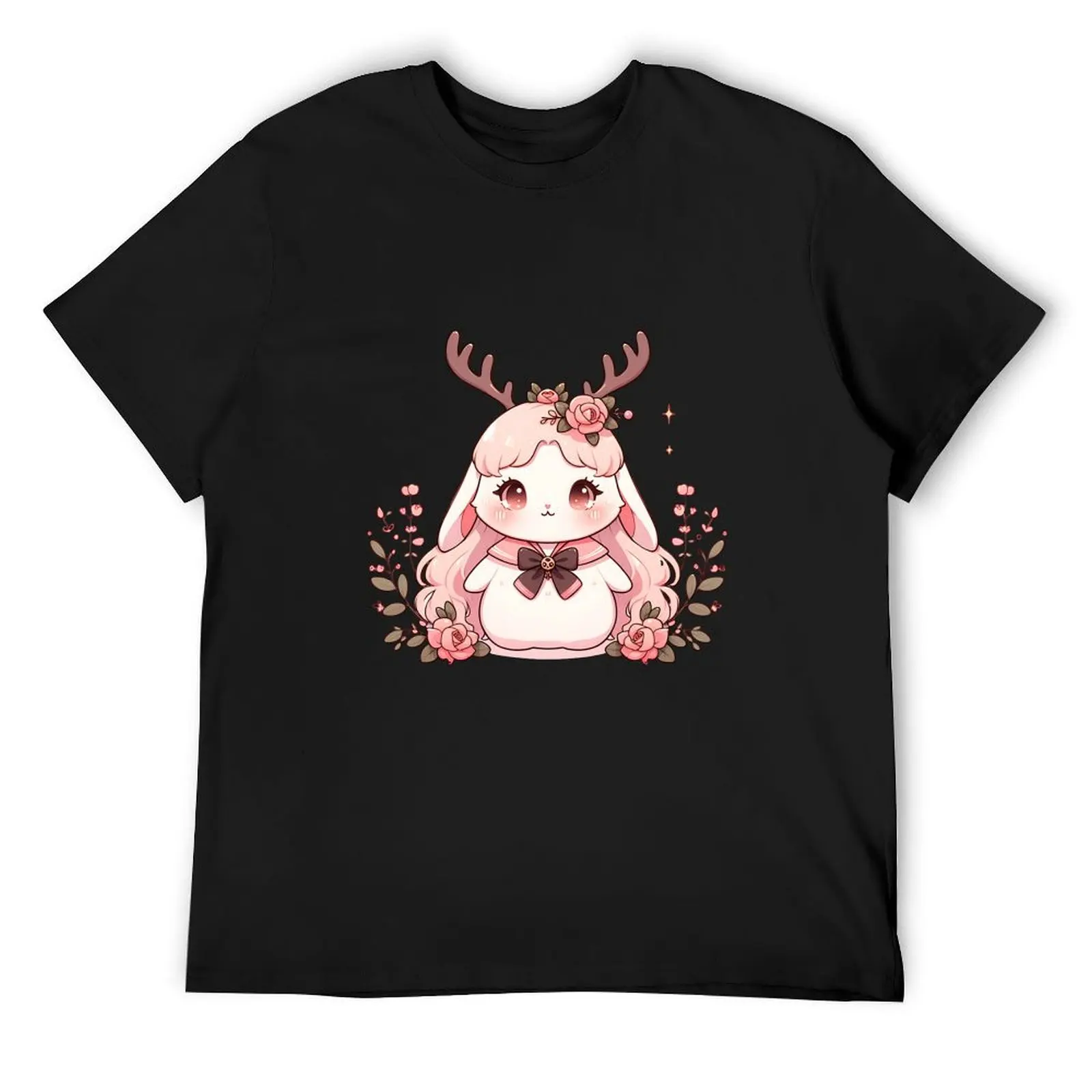 Милая футболка Kawaii Jackalope Wolpertinger, винтажная футболка с рисунком, одежда больших размеров, футболка с рисунком, мужская дизайнерская футболка