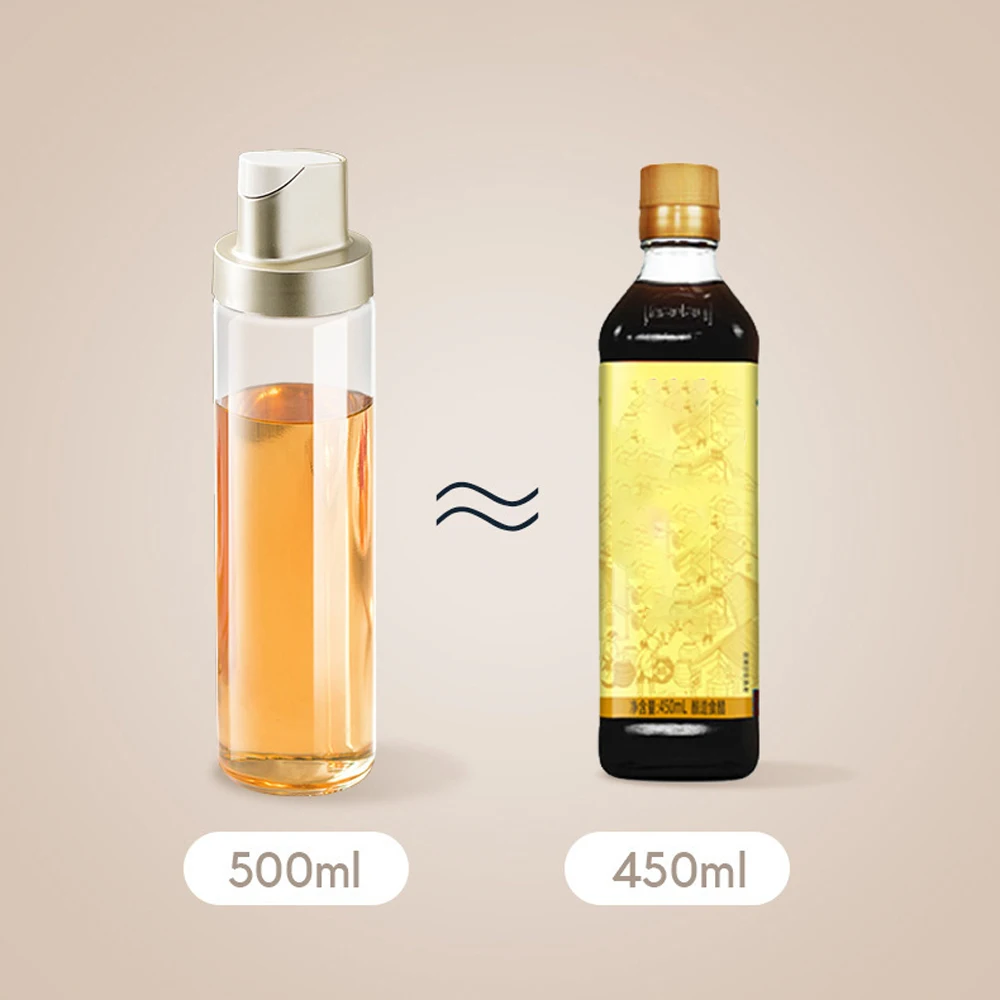 Leak-proof Glass Oil Bottle Automatic Opening And Closing Oil Dispenser Bottle Tank Kitchen Gravity Soy Sauce Bottle Vinegar Pot