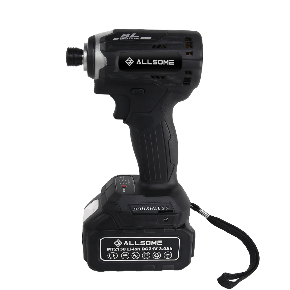 ALLSOME 20V Brushless Cordless 1/4 in. Hex 3-Speed Impact Driver with Screw Bits for 18V Makita Lithium Battery