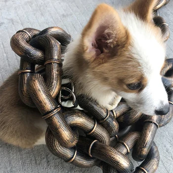 1.5m Funny Plastic Simulation Chain Dog Pet Leash Pet Tractions Rope Halloween Props 3
