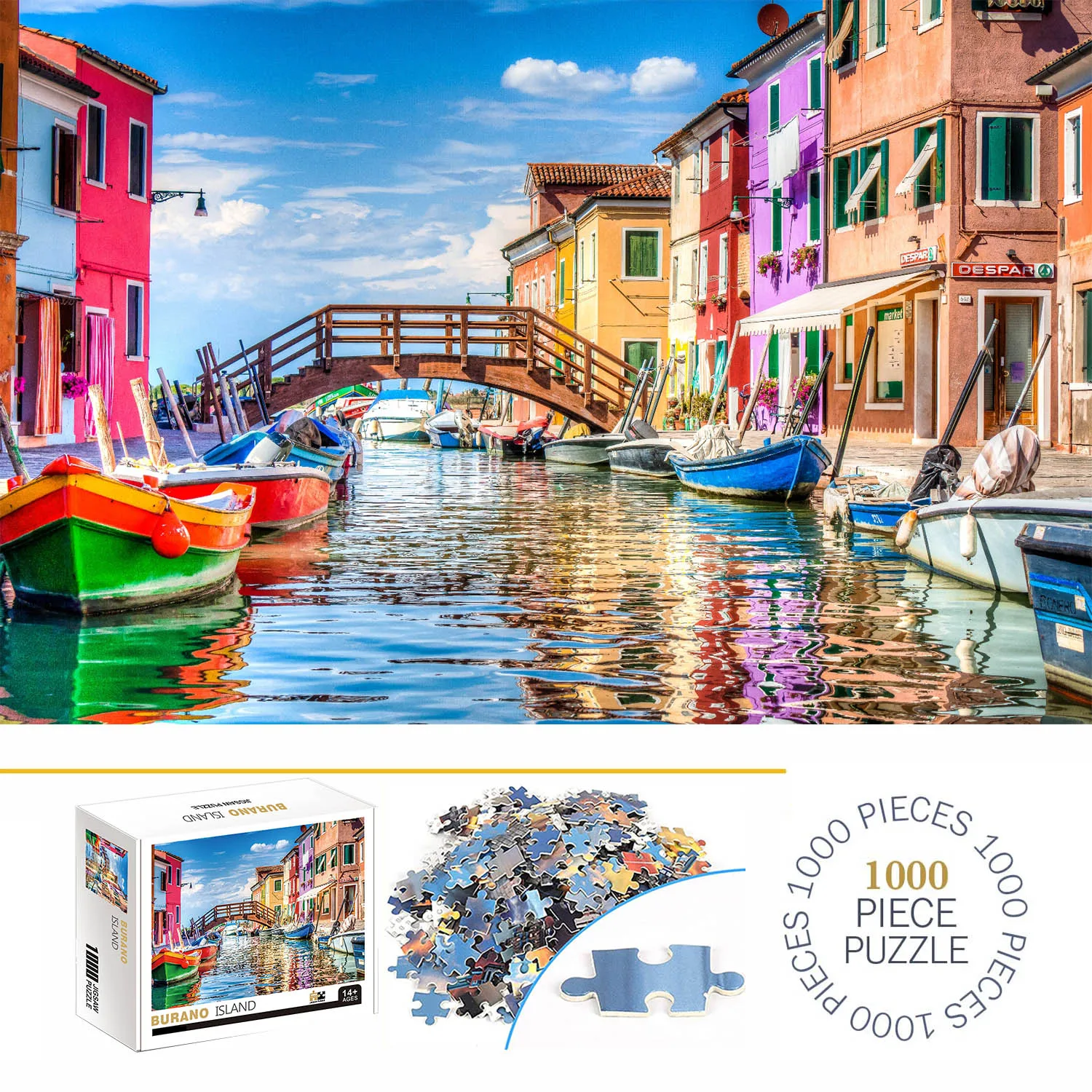 1000 Pieces Burano Island Jigsaw Puzzle Home Decor Adults Puzzle Games Family Fun Floor Puzzles Educational Toys for Kids