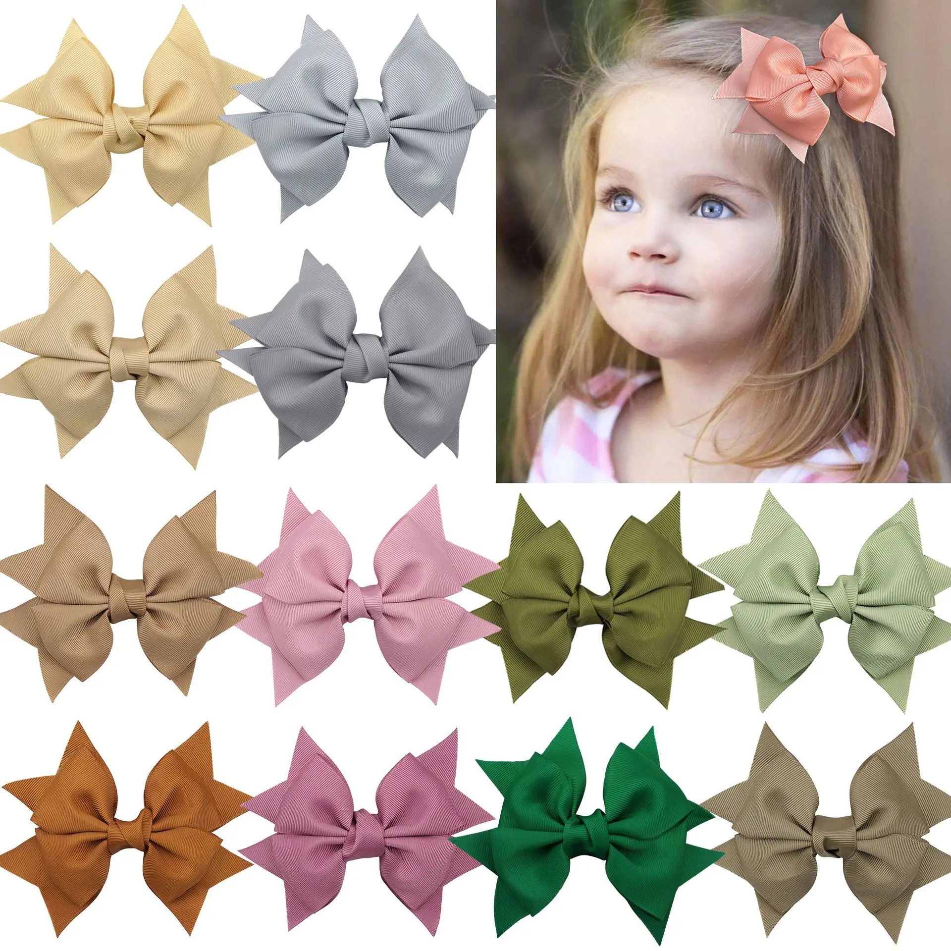 

30pc/lot Cute 4.5inch Baby Girls Grosgrain Ribbon Bows Hair Clip Kids Solid Ribbon Hair Bow Hairpins Hair Clips Barrettes Bulk