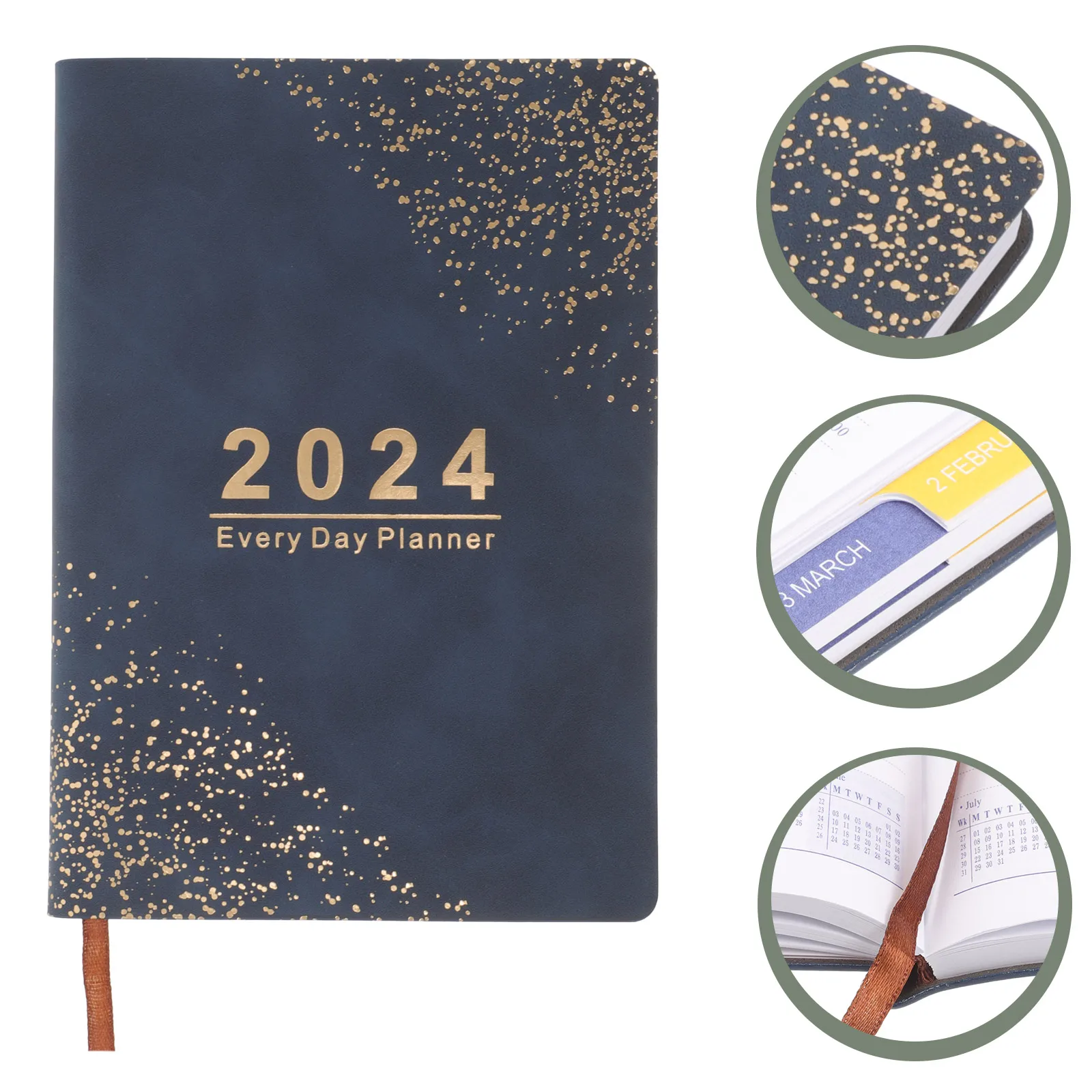 English Notebook Planner 2024 Stylish Blue Cover Undated Daily Schedules Journal Portable Office Accessory Note Pads Superior