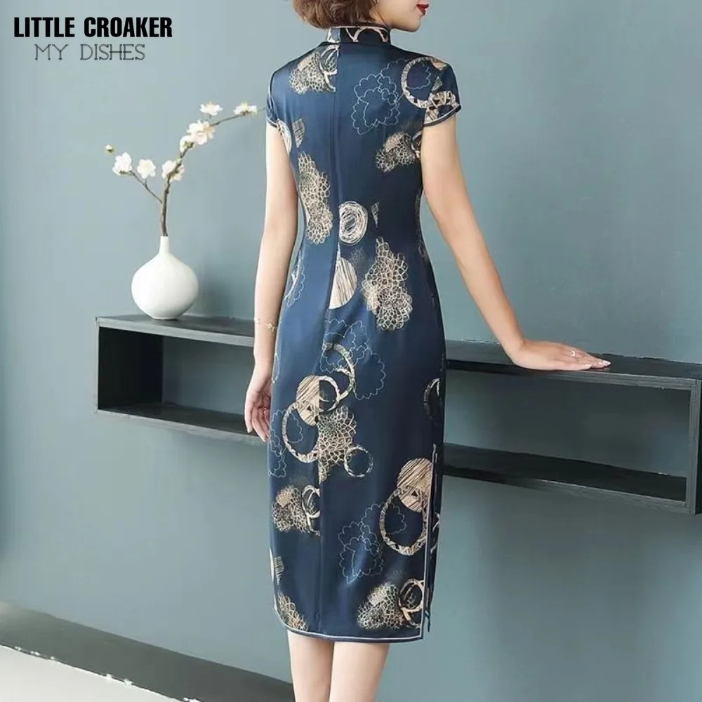 Women qipao Chinese Special Price Printed Cheongsam Slimming and Belly Covering Mother's Dress Cheongsam 40 To 50 Years Old