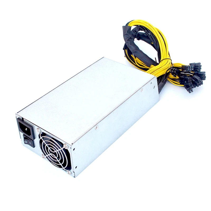 1800W Server Power Supply 220V ETH Bitcoin Mining Power Supply 90% Efficiency Support 8 GPU Card For Riser Antminer