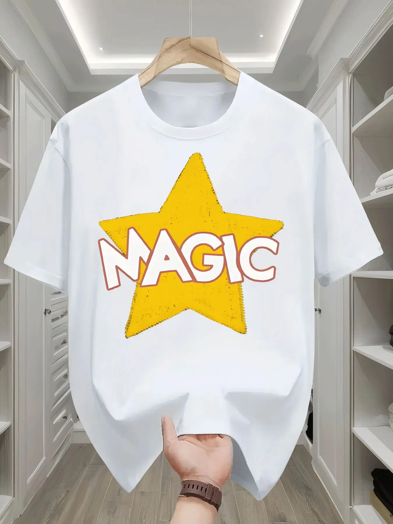 Star Magic Pattern Summer Candy Color Children's Printed T-shirt Fashionable Parent-child Outfit Girls' Short Sleeved Shirt