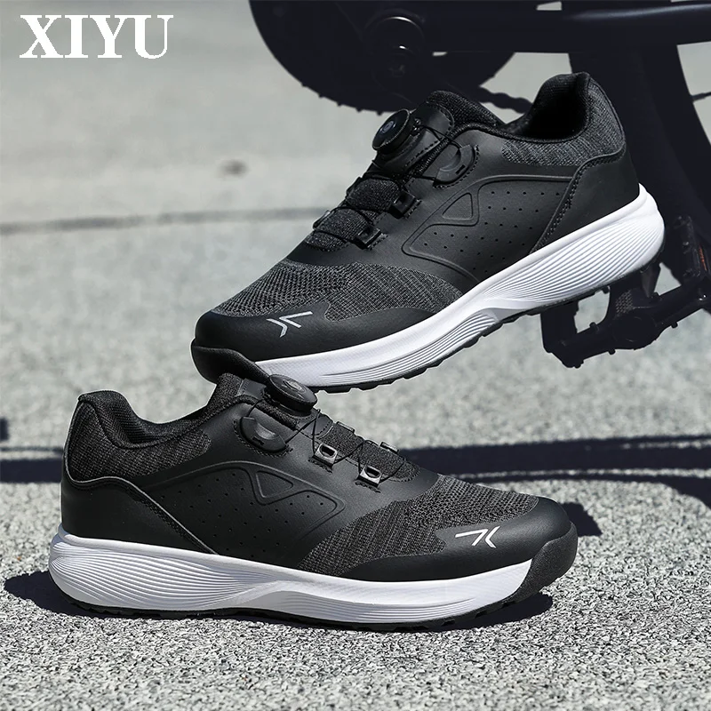 

XIYU Men's Cycling Shoes 47# Autumn Black Flat Road Race Self-locking Outdoor Cycling Lightweight Casual Shoes Large Size