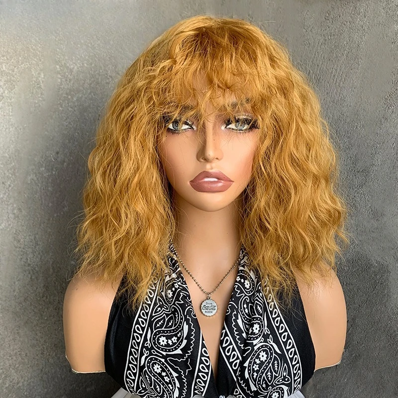 

Fashion Short Curly Hair Water Ripple Qi Bangs Bobo Head Natural Simulation Wig Headgear