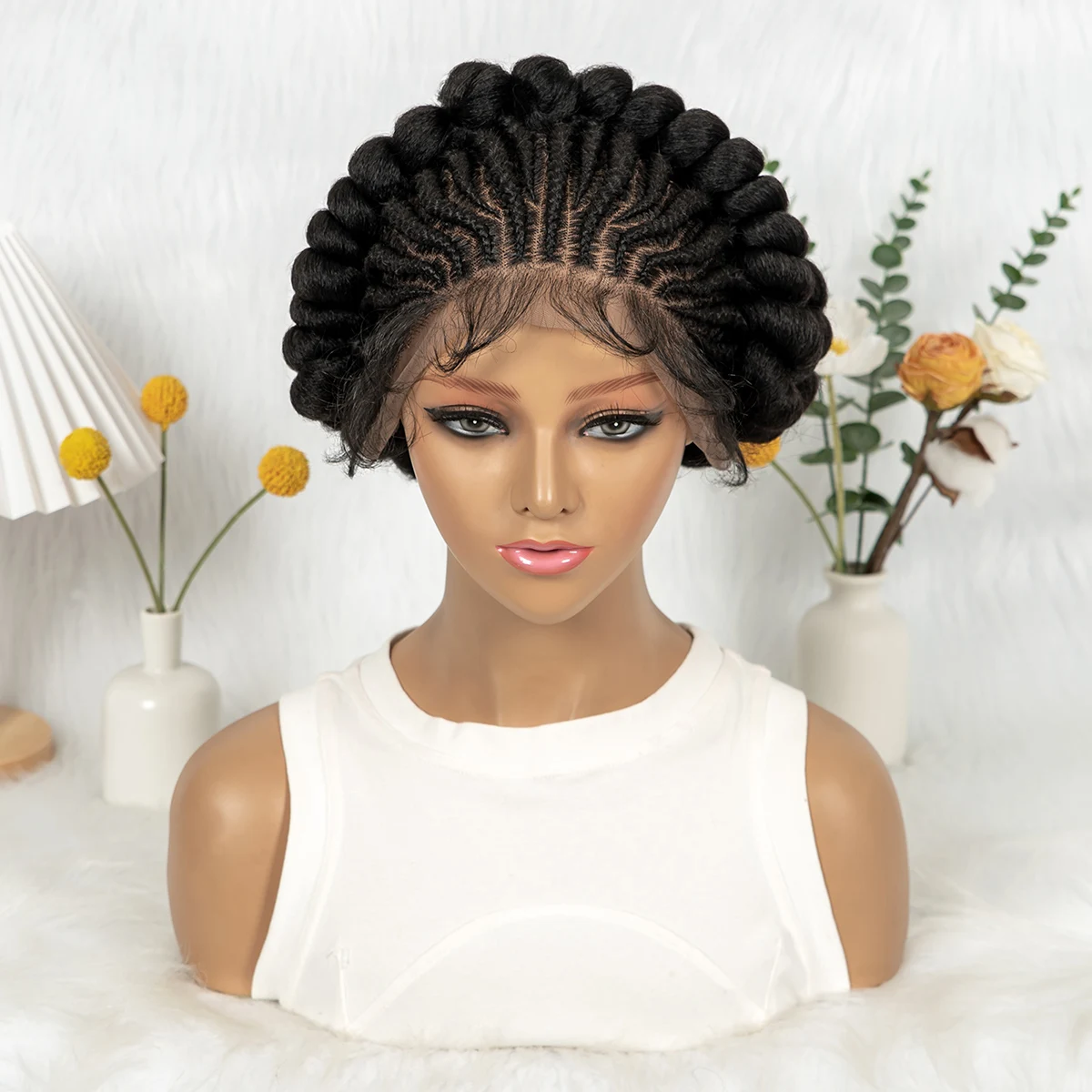 

Синтетический парик KIMA Full Lace с плетеными косами Box Twisted, регулируемый, 8 дюймов, средний размер, незаметная линия роста волос, премиум-волокно