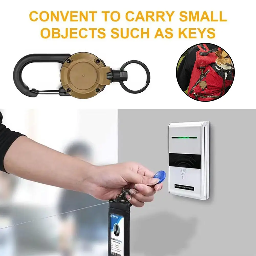 Retractable Buckle Heavy Duty Pull Reel Carabiner Key Chains Strong Steel Wire Rope Buckle Backpack Key Hanging Buckle