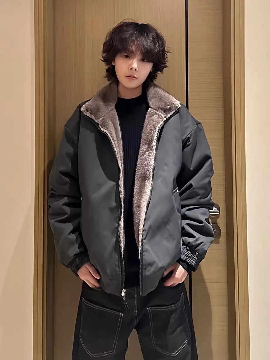 

Thiened Хлопковое мужское повседневное зимнее пальто с воротником-стойкой на подкладке, молодежное модное длинное пальто обычного кроя Sve