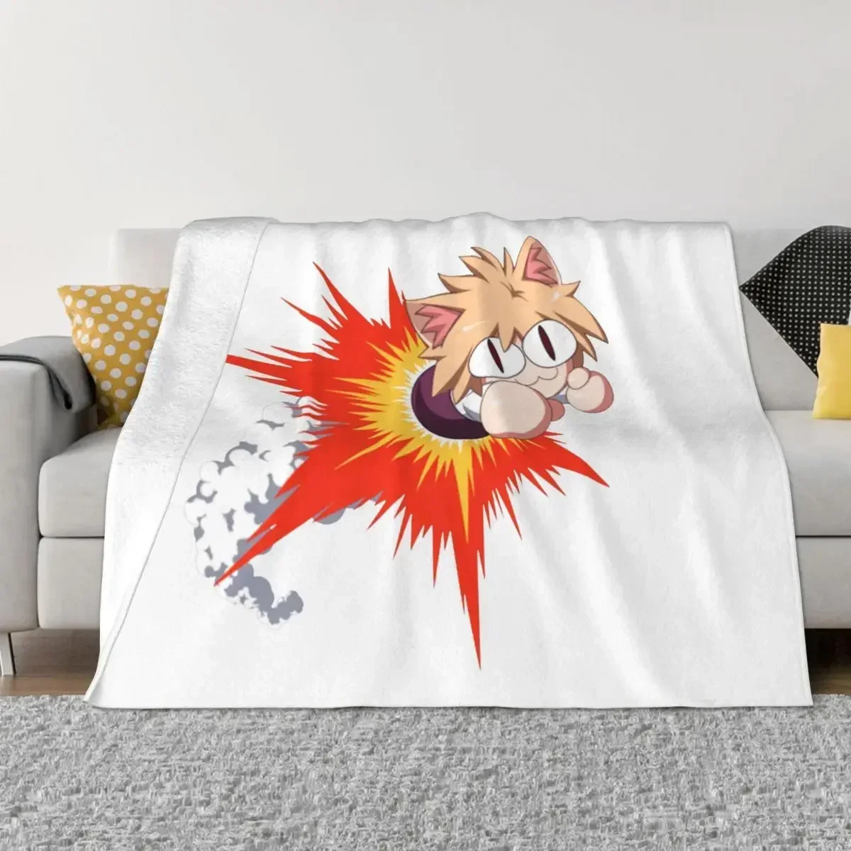 Rocket Neco Arc Blankets Flannel All Season Japanese Anime Multi-function Soft Throw Blankets for Sofa Couch Quilt