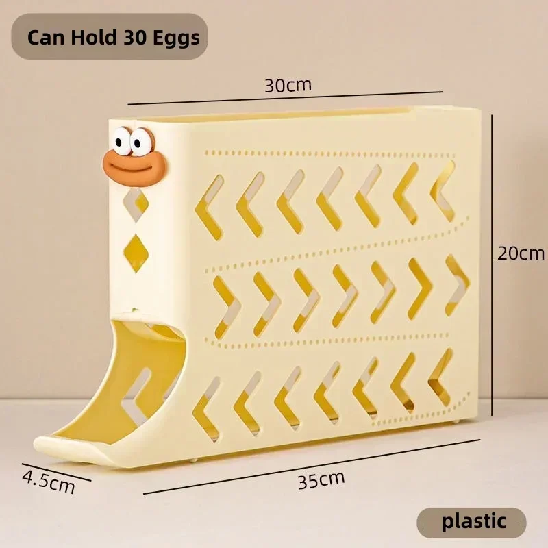 4 Tiers Automatic Rolling Egg Holder Rack New Large Capacity Egg Organizer Storage Box for Refrigerator Egg Dispenser 30 Eggs