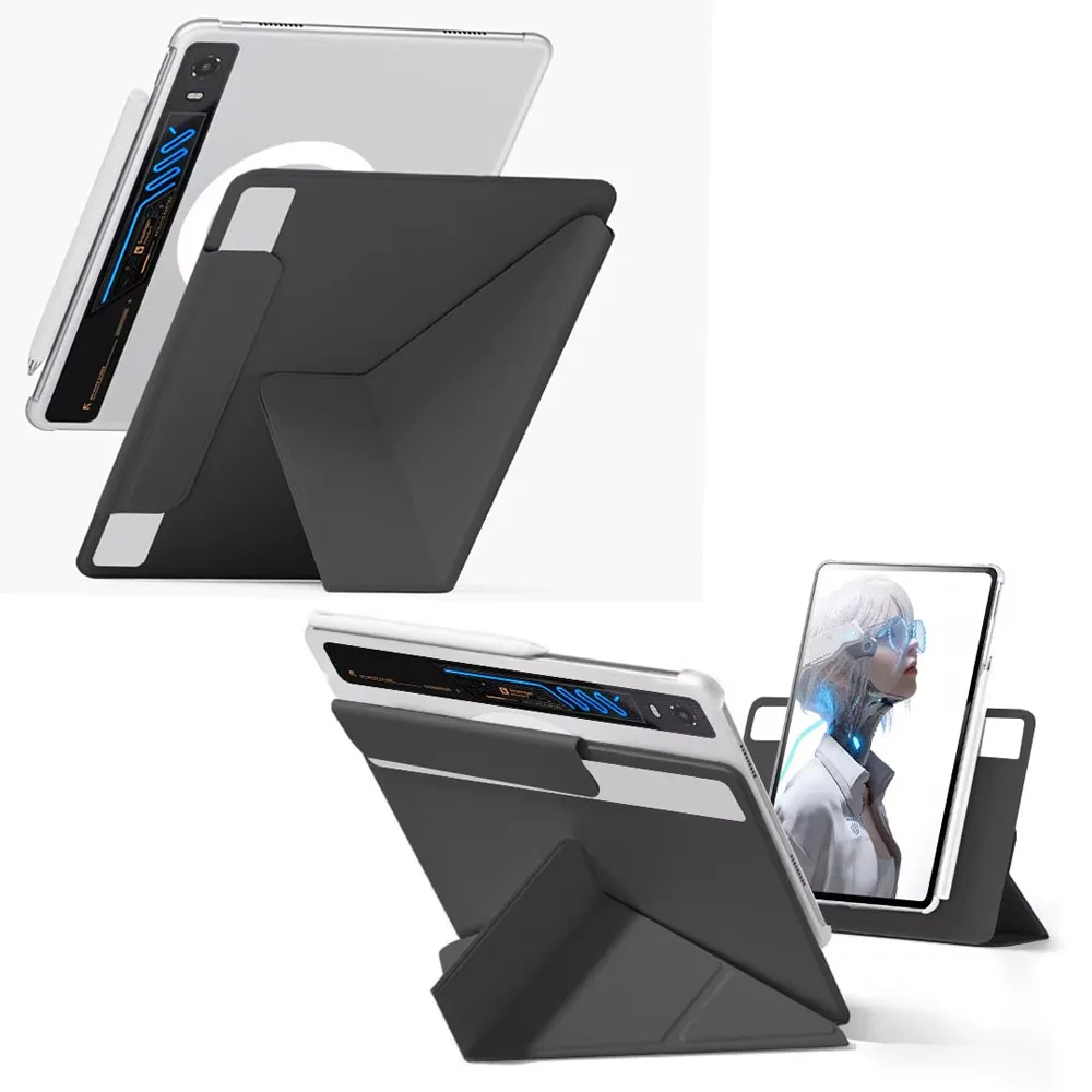 Magnetic Y Fold Detachable Case for REDMAGIC Astra 2 PC Matte Shell 45-75° Stepless Angle Adjustable Stable Stand Black White