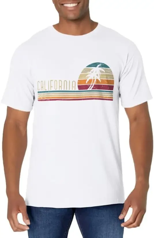 2024 summer tops Cali Summer Vacation CA Palm Trees USA Retro California T-Shirt