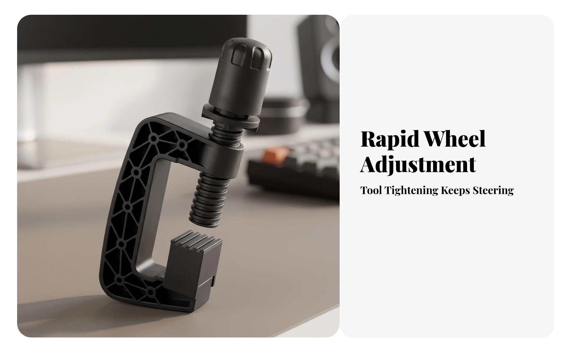 Steering Wheel Clamp with Adjustment Screw Adjustable Steering Wheel Clamp Hardware Non-Slip Compact for Sim Racers, Racing Rigs