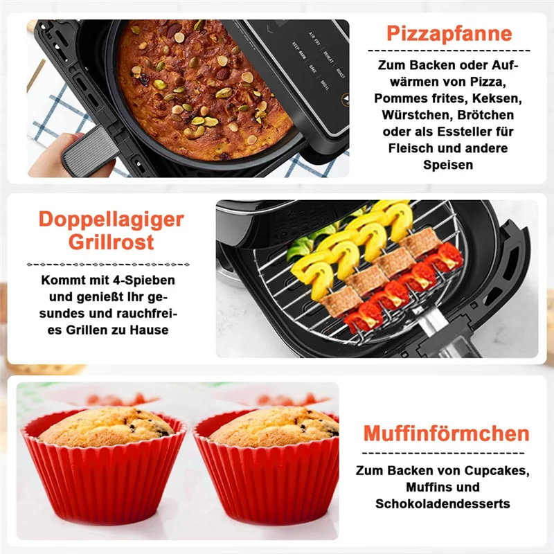 Accesorios para freidora de aire YCOC para Airfryer XL 6,2 L, Tefal 5 L,Cosori 4,7 L, accesorios para freidora de aire cuadrada sin BPA XL