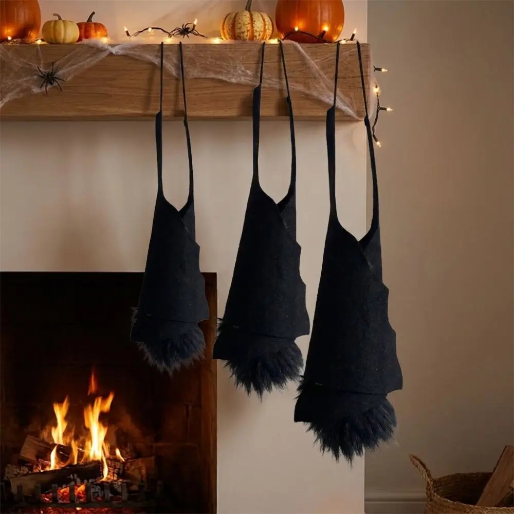Upside Down Felt Bat Hanging Ornament Realistic Gothic Halloween Bat Pendant Decorative 3D Wing Bat Craft Decor Window Scene