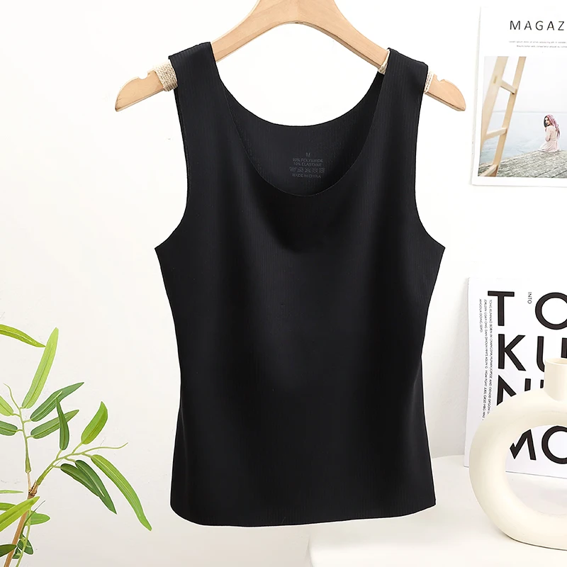 Atasan Tanpa Lengan Wanita 3 Potong - Melar & Ringan & Bernapas, Desain Leher U, Dapat Dicuci dengan Mesin -Hitam & Putih & Aprikot