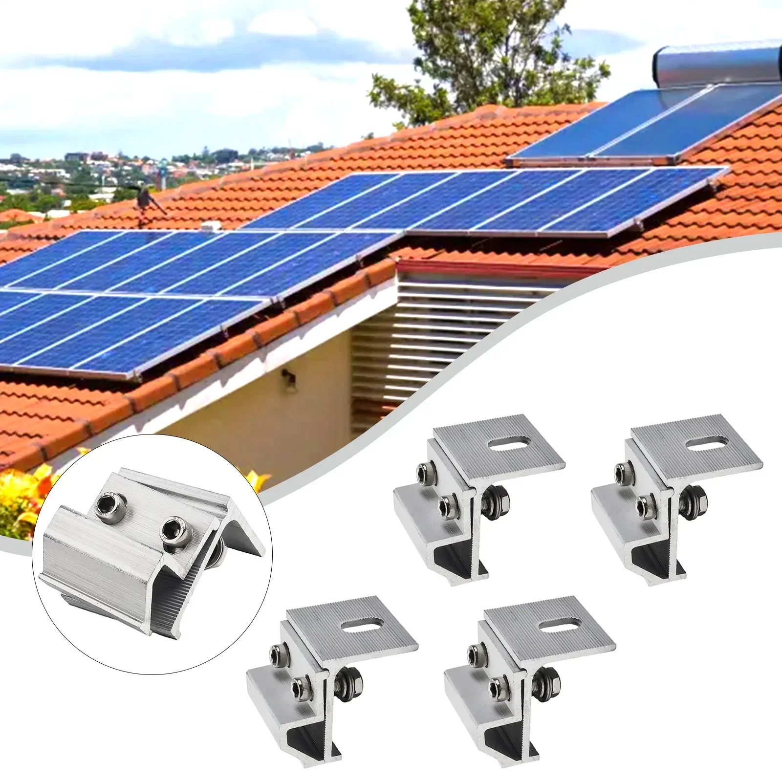 4Pcs Solar Panel Clamp Roof Mounting Bracket Photovoltaic Panel Fixing Clips For House RV Boat Solar Power Parts & Accessories