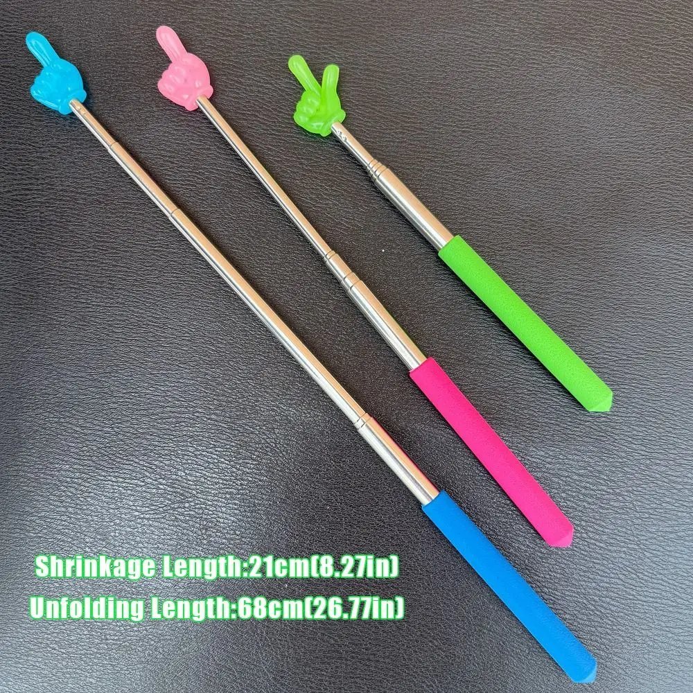 Stainless Steel Teaching Pointer Finger Design Telescopic Rod Teaching Stick Luminous Finger Reading Sticks